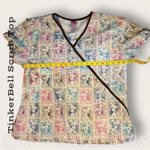 Bundle Sale 3 for $15 | Disney TinkerBell Scrub Top Size Medium - Picture 5 of 8